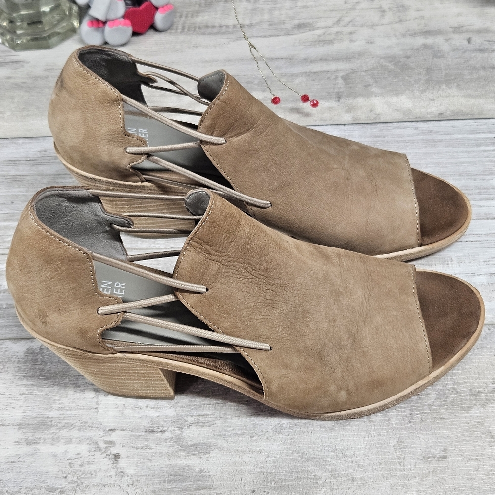 Eileen Fisher Nikki Peep Toe Sandal Earth Beige 10